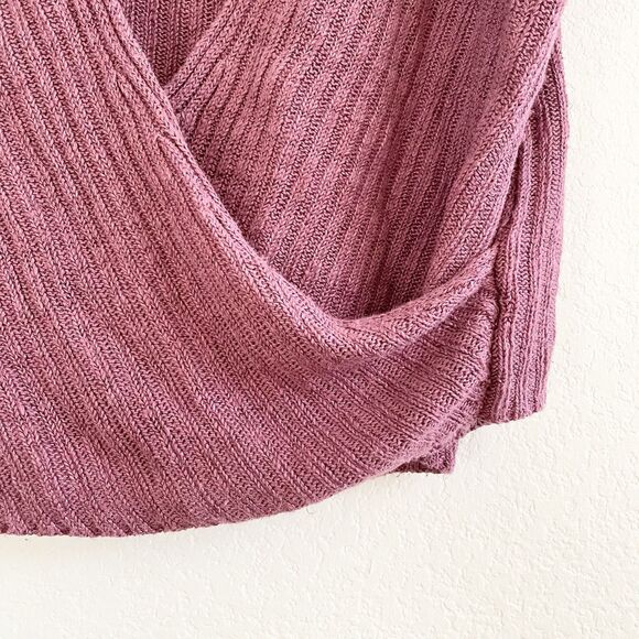 Free People Beach Women's 100% Linen Wrap Sweater Pink Knit Beachy Boho Large - Picture 2 of 11